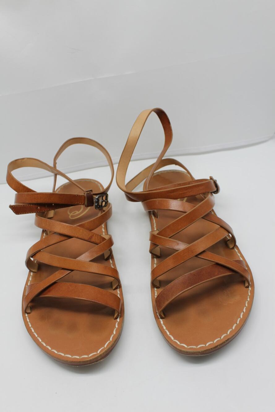 Sam Edelman‎ Light Brown Meriai Saddle Leather Strappy Casual Gladiator Sandals